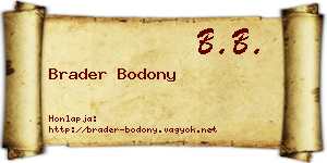 Brader Bodony névjegykártya